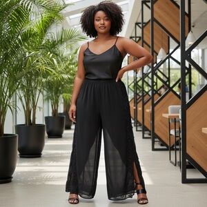 JESSICA Elegant Black Women's Wide-Leg Pants size 14